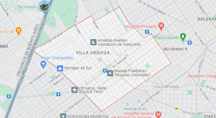 Mapa del barrio Villa Urquiza