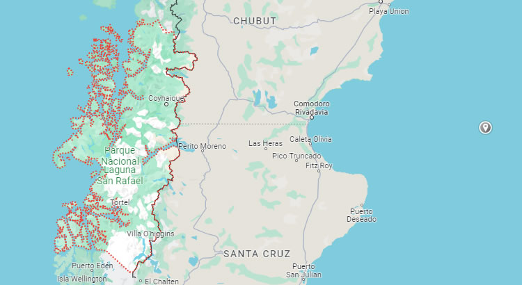 Mapa de la Región de Aysén del General Carlos Ibáñez del Campo