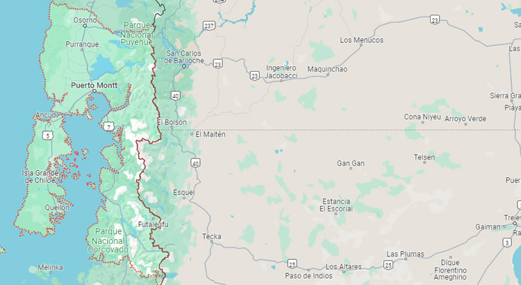 Mapa de la región de Los Lagos