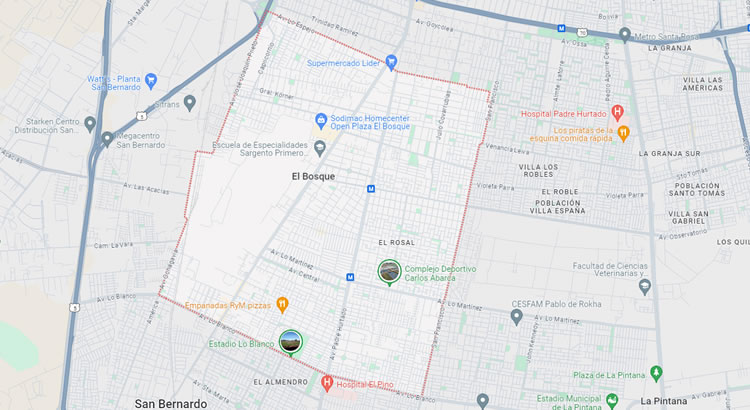 Mapa de la Comuna el Bosque