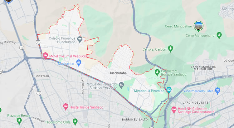 Mapa de la Comuna Huechuraba