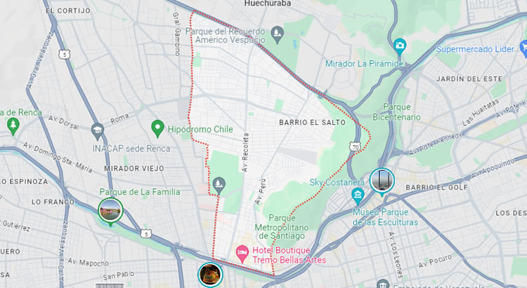 Mapa de la comuna de Recoleta