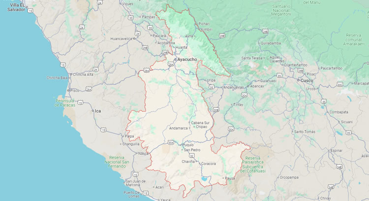 Mapa del Departamento de Ayacucho