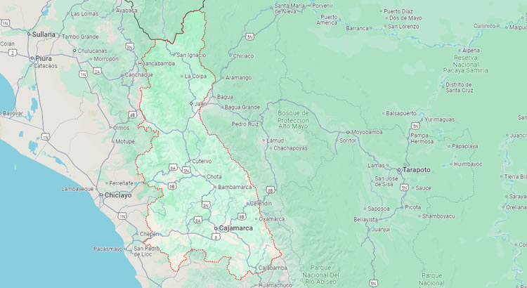 Mapa del Departamento de Cajamarca