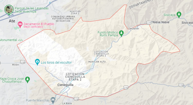 Mapa del distrito de Cieneguilla