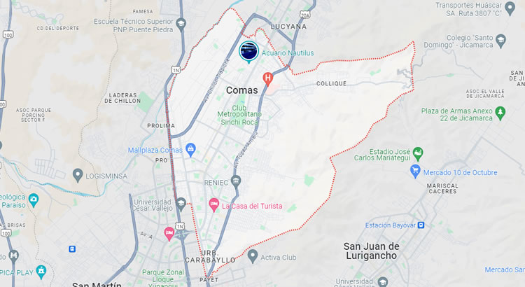 Mapa del distrito de Comas