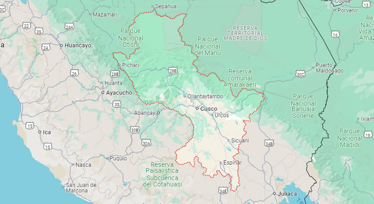 Mapa del Departamento del Cuzco