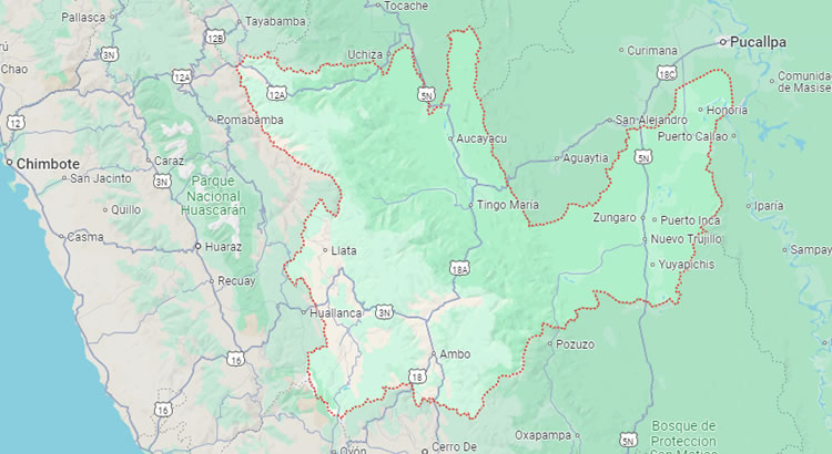 Mapa del Departamento de Huánuco