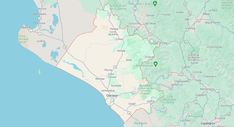 Mapa del Departamento de Lambayeque