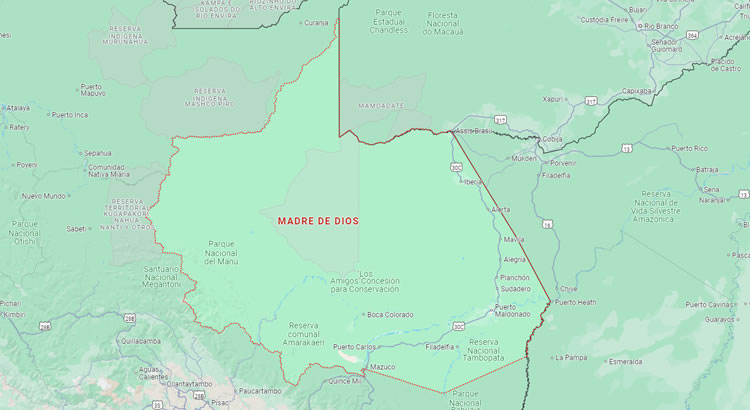 Mapa del Departamento de Madre de Dios