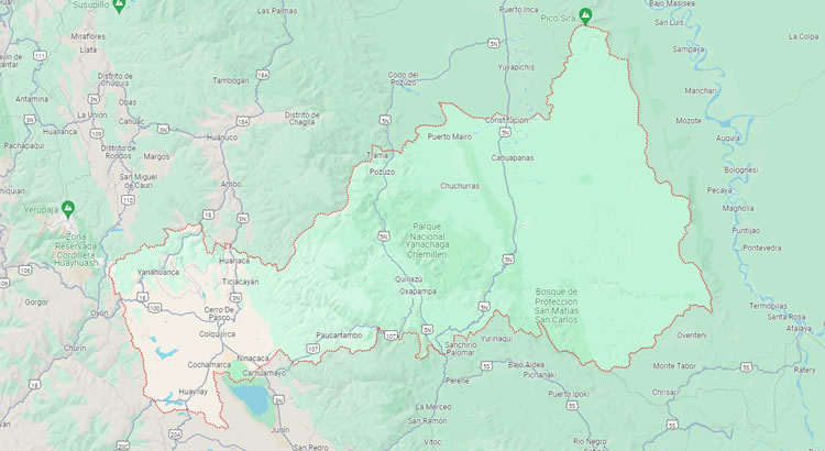 Mapa del Departamento de Pasco