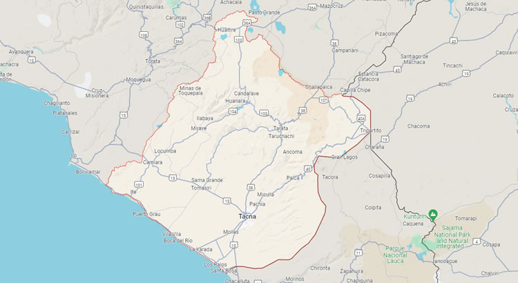 Mapa del Departamento de Tacna