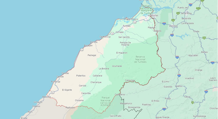 Mapa del Departamento de Tumbes