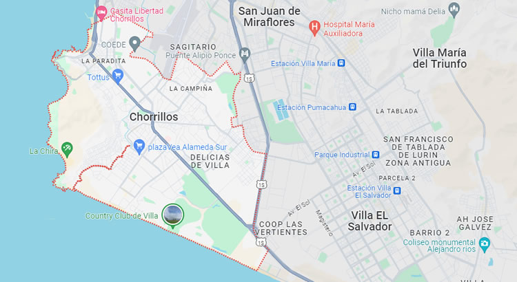 Mapa del distrito de Chorrillos