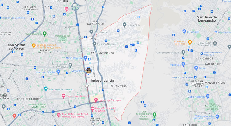 Mapa del distrito de Independencia