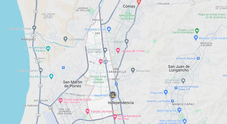 Mapa del distrito Los Olivos