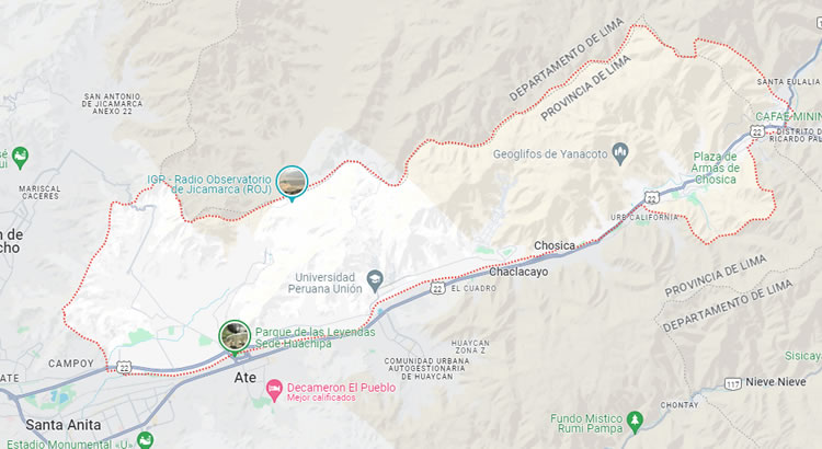 Mapa del distrito de Lurigancho-Chosica