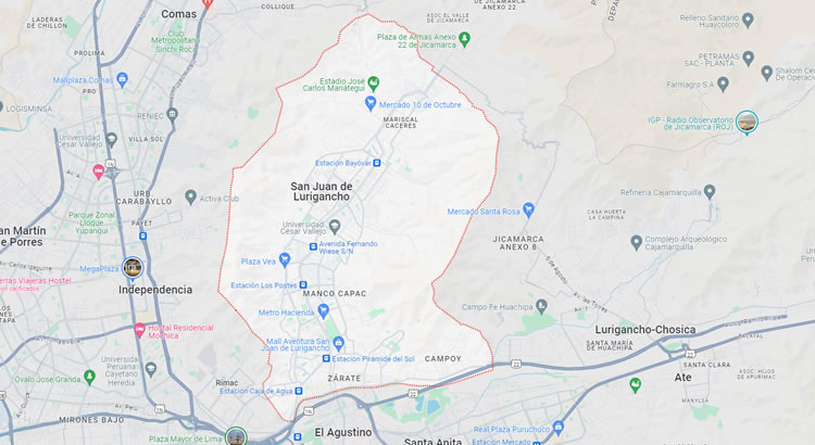 Mapa del distrito de San Juan de Lurigancho