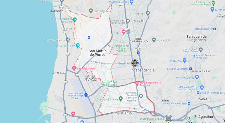 Mapa del distrito de San Martín de Porres