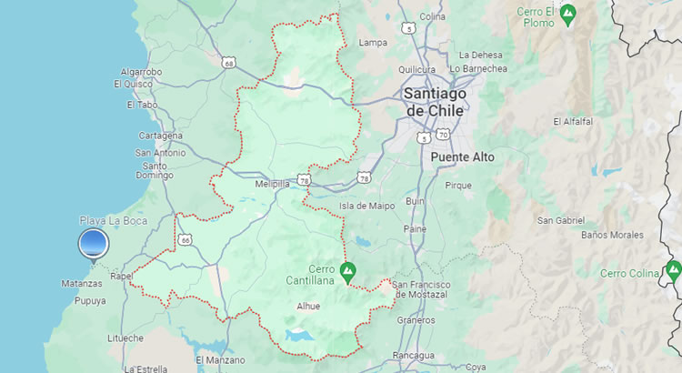 Mapa de la provincia de Melipilla