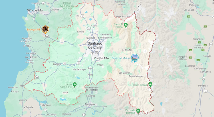 Mapa de la Región Metropolitana de Santiago