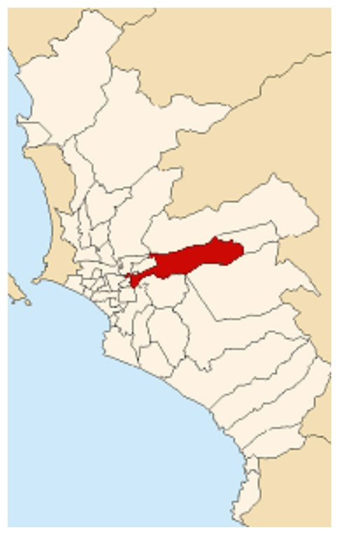 Mapa con la ubicación del distrito de Ate en la provincia de Lima